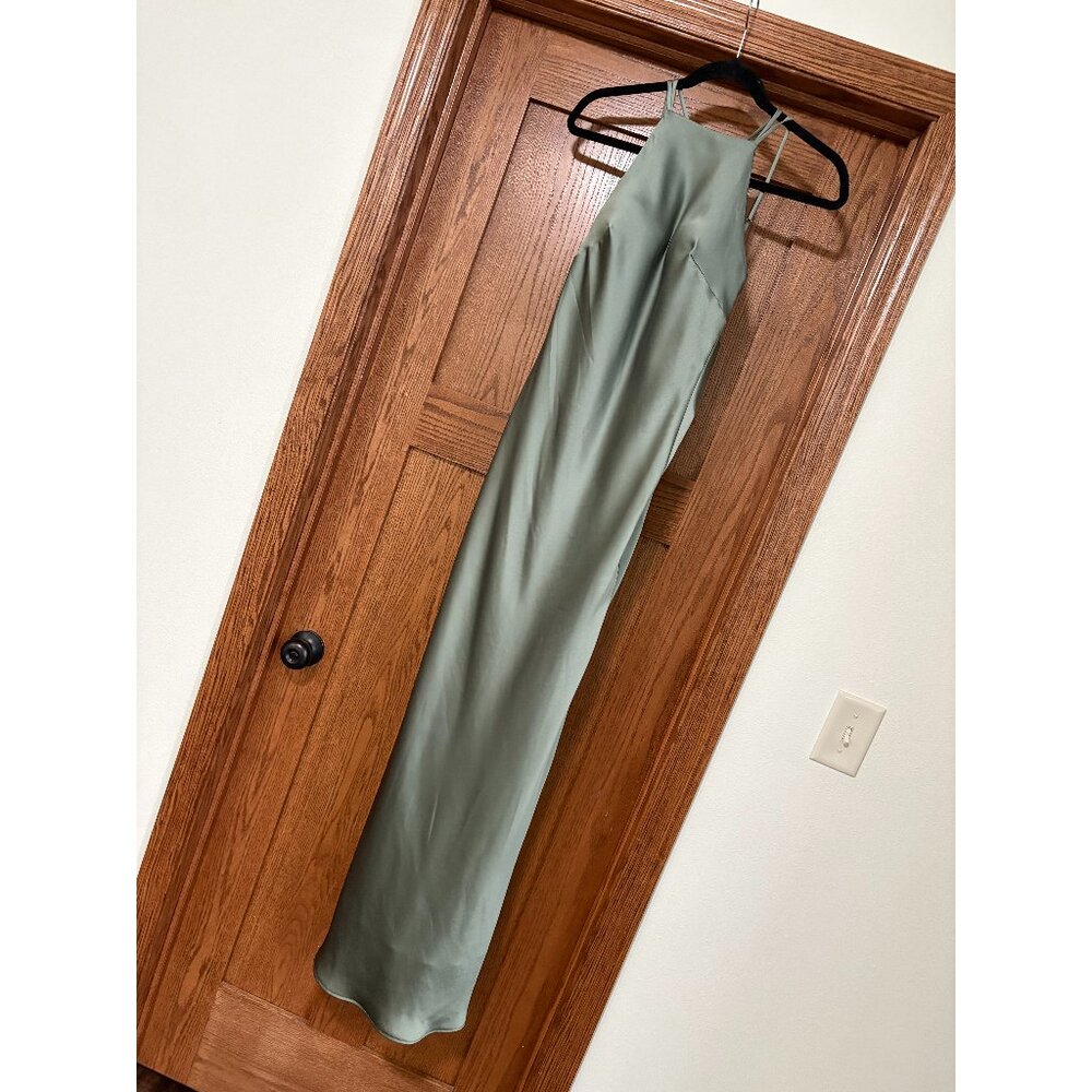 Mori Lee Madeline Gardner Moss Luxe Satin - High Neck Bridesmaid Dress
